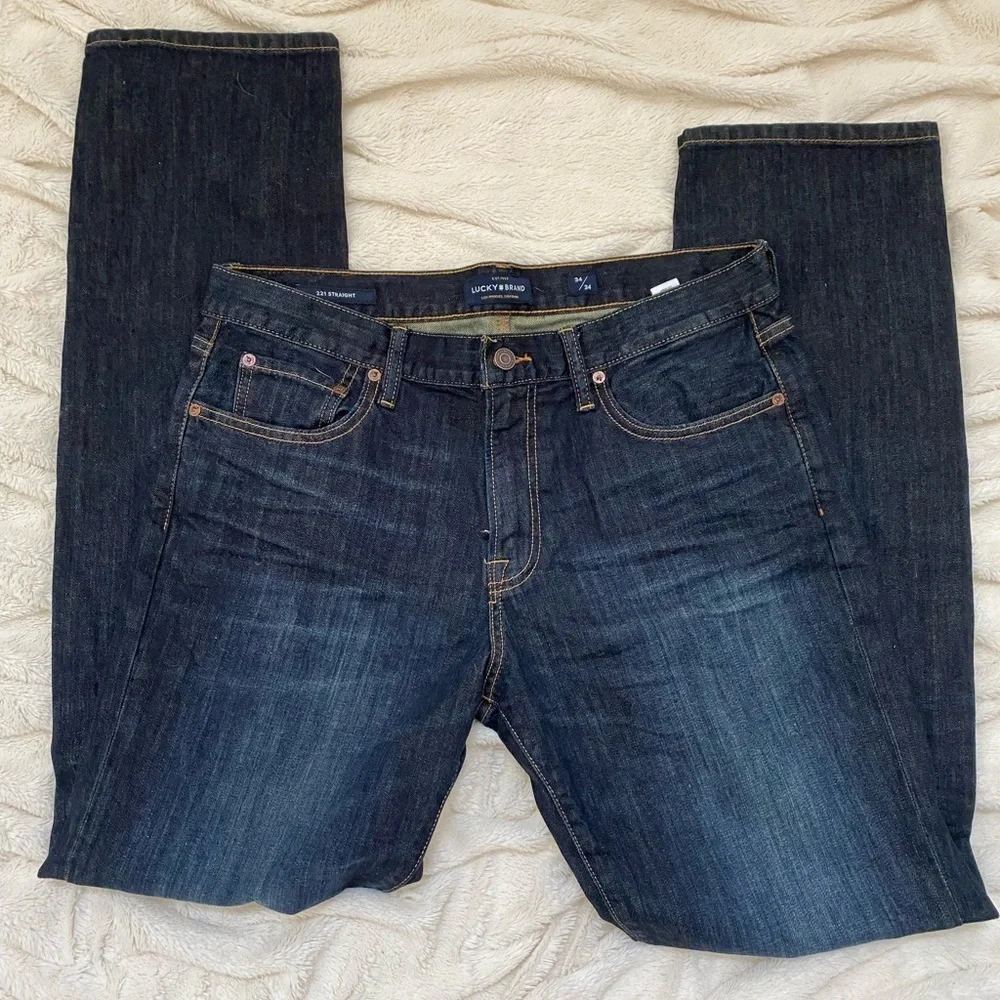 Lucky Brand Men's 221 Straight Jean dark wash Barite denim Sz 34/34